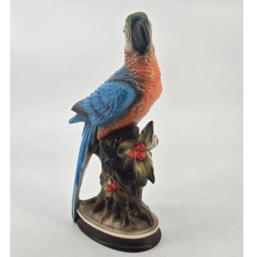 Mid Century 1960s Japanese Ceramic Blue Macaw Parrot Figurine Vintage 11 Inch - Picture 2 of 12